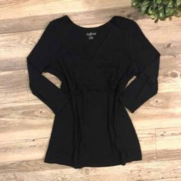 $10 CLEARANCE! Maternity a:glow Black Surplice Nursing Tee - Picture 8 of 11